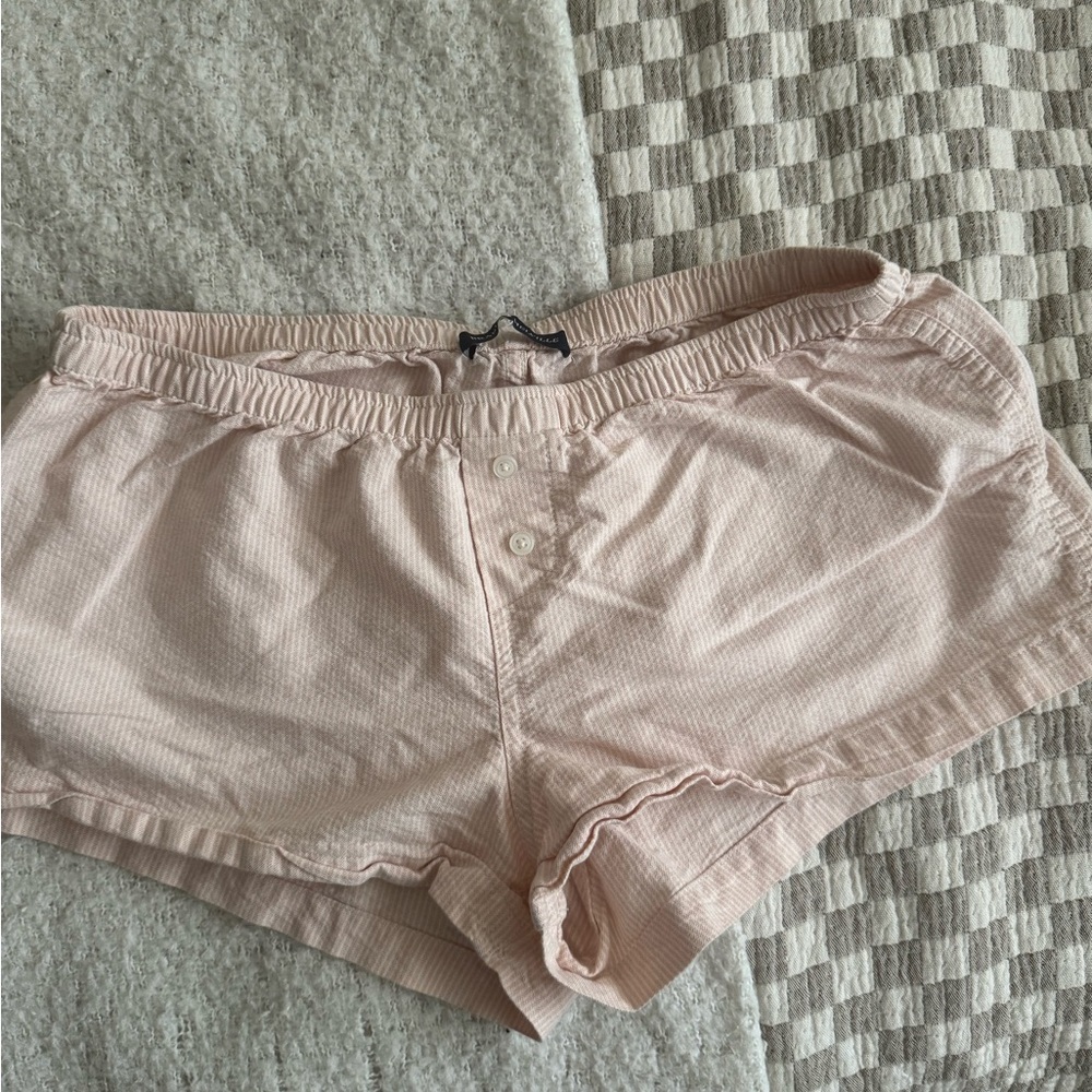 brandy melville pink stripe linen shorts